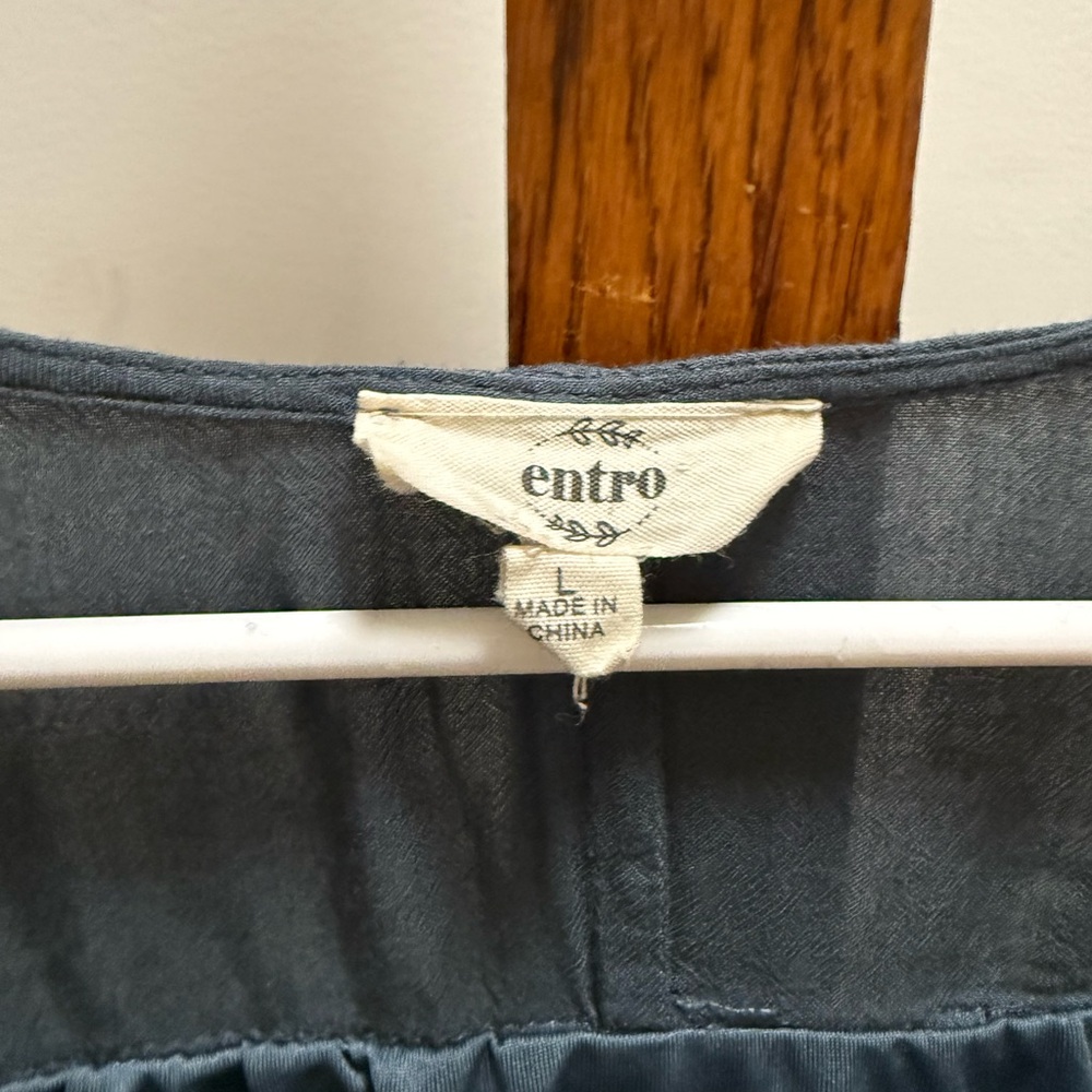Women's Blue Ruffle Button-Up Top - Picture 2 of 5